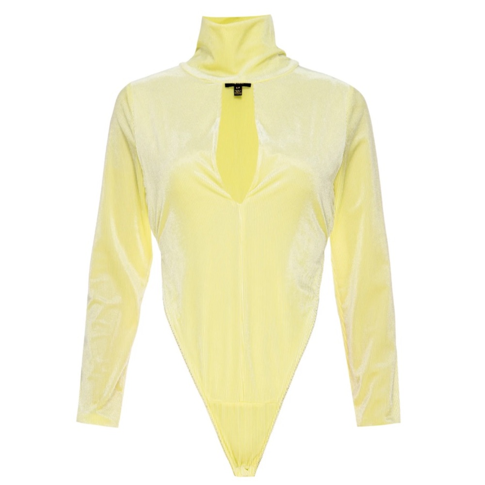 🎄NWOT AFRM lime yellow velvet bodysuit size small